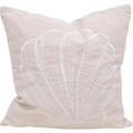 Natural Fan Shell Cushions | 2PK LVD Linen Look Pillows | 43x43cm