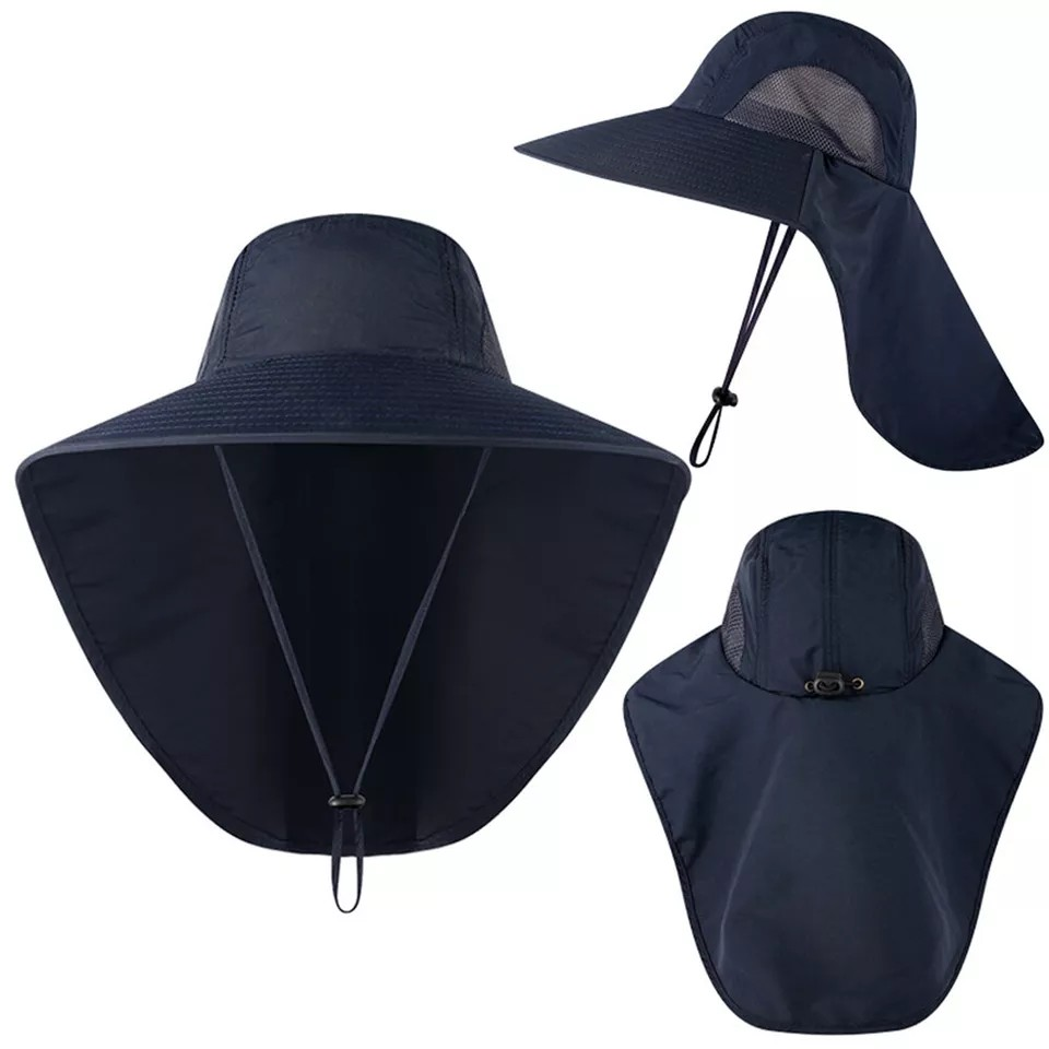 Unisex Outdoor Fishing Hiking Hat | Anti UV Sun Protect | Neck Face Flap | Golf Cap | 100% Nylon | Machine Wash