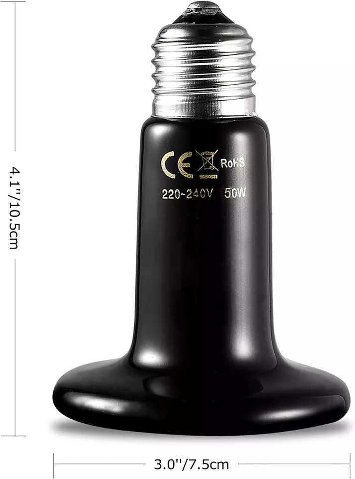 Ceramic Heat Emitter | 75W - Infrared Heat Lamp | For Reptiles, Chickens & Pets | No Light Heat Bulb for Terrariums & Brooders