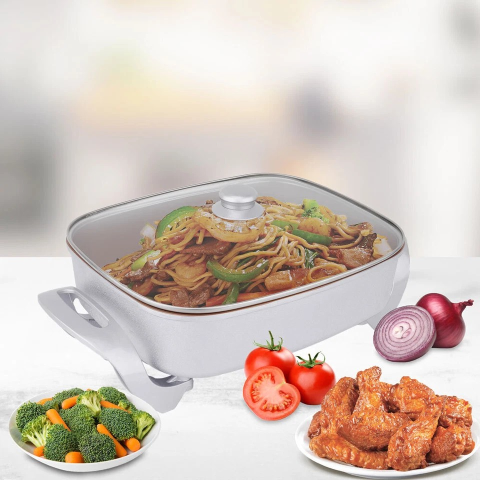 Healthy Choice Electric Fry Pan 7.9L 38cm Non-Stick 1500W Frying Cookware Copper
