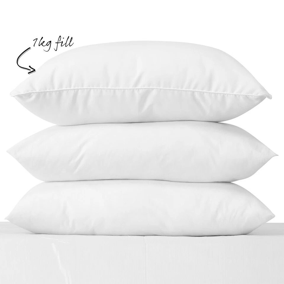 Royal Comfort 1000 GSM Duck Feather & Down Cotton Bedding Pillow | Two Pcs 50x75cm | White