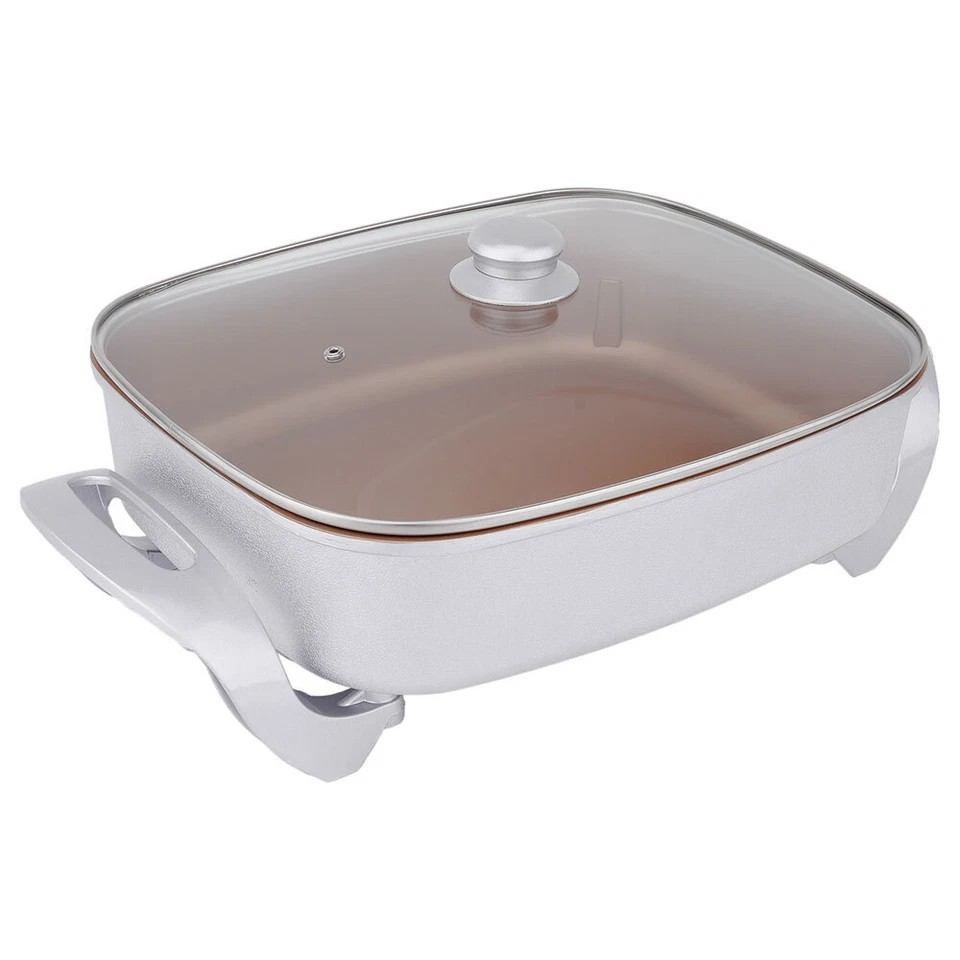 Healthy Choice Electric Fry Pan 7.9L 38cm Non-Stick 1500W Frying Cookware Copper