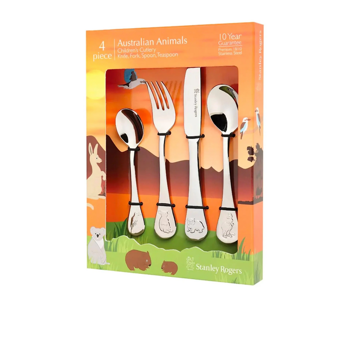 Stanley Rogers Children's Cutlery Set 4pc Australian Animals | Stainless Steel Knife/Fork/Spoon/Teaspoon |