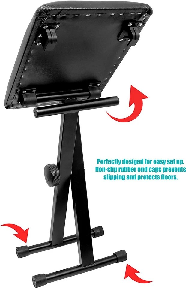 Portable Piano Stool | Adjustable 3 Way Folding Keyboard Seat | Bench Piano Chair | Sturdy Chair |