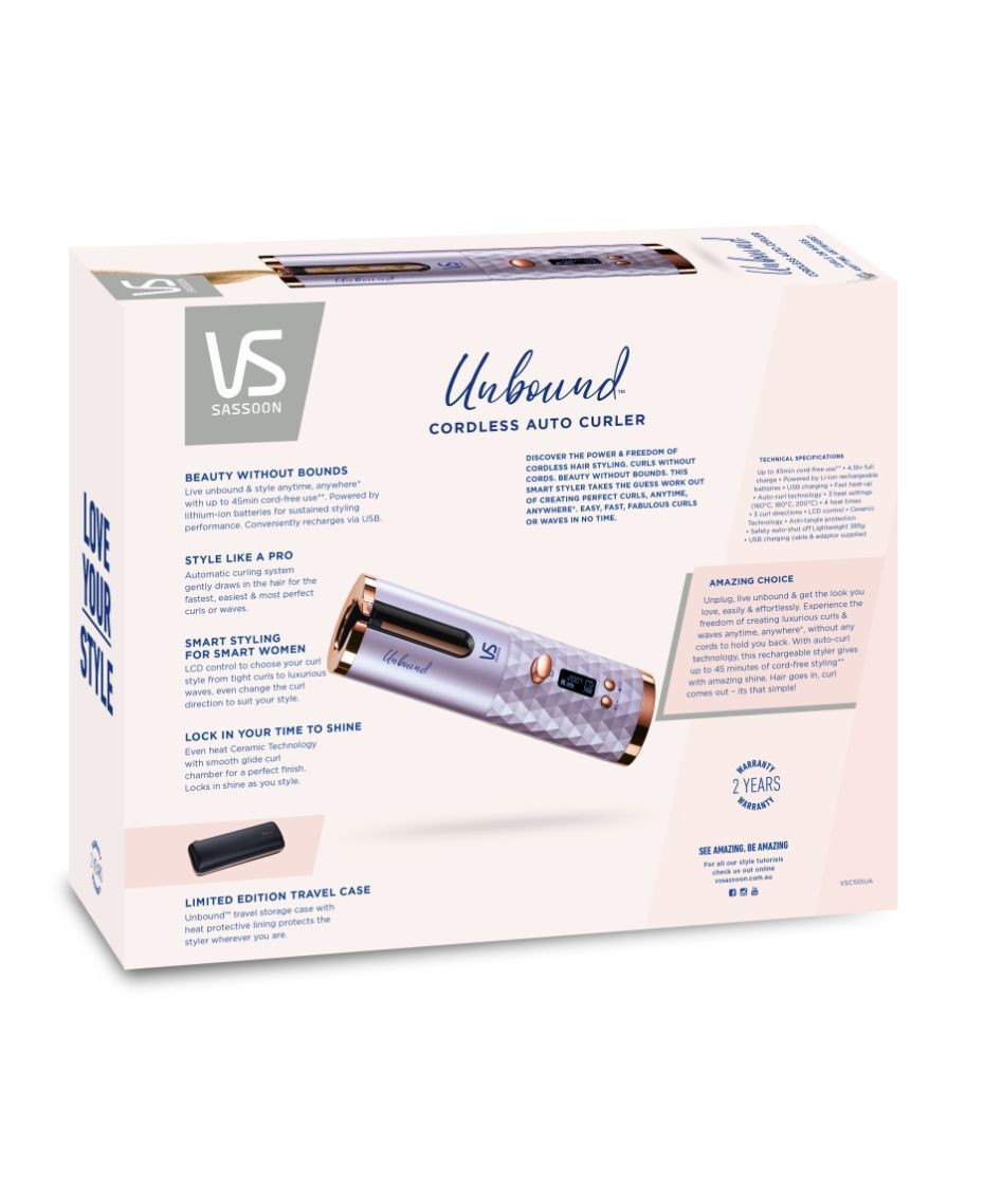 VS Sassoon Unbound Cordless Auto Curler | Rechargeable Curler | Cordless Ladies Styler built in Auto Curl |