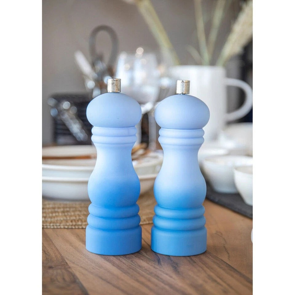 Salt/Pepper Grinder Blue | Ceramic Ombre Capstan Mill Kitchen | 2x Mastercraft 17cm |