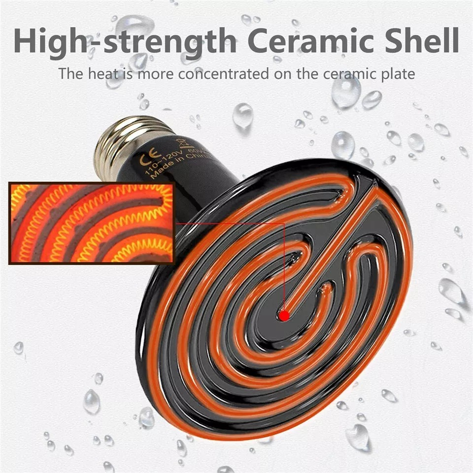 Ceramic Heat Emitter | 75W - Infrared Heat Lamp | For Reptiles, Chickens & Pets | No Light Heat Bulb for Terrariums & Brooders