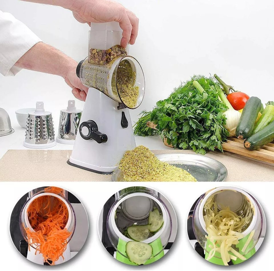 Kitchen Multifunction Vegetable Food Manual | 3 Blade Rotary Grater | Chopper Slicer Cutter | Shredder |