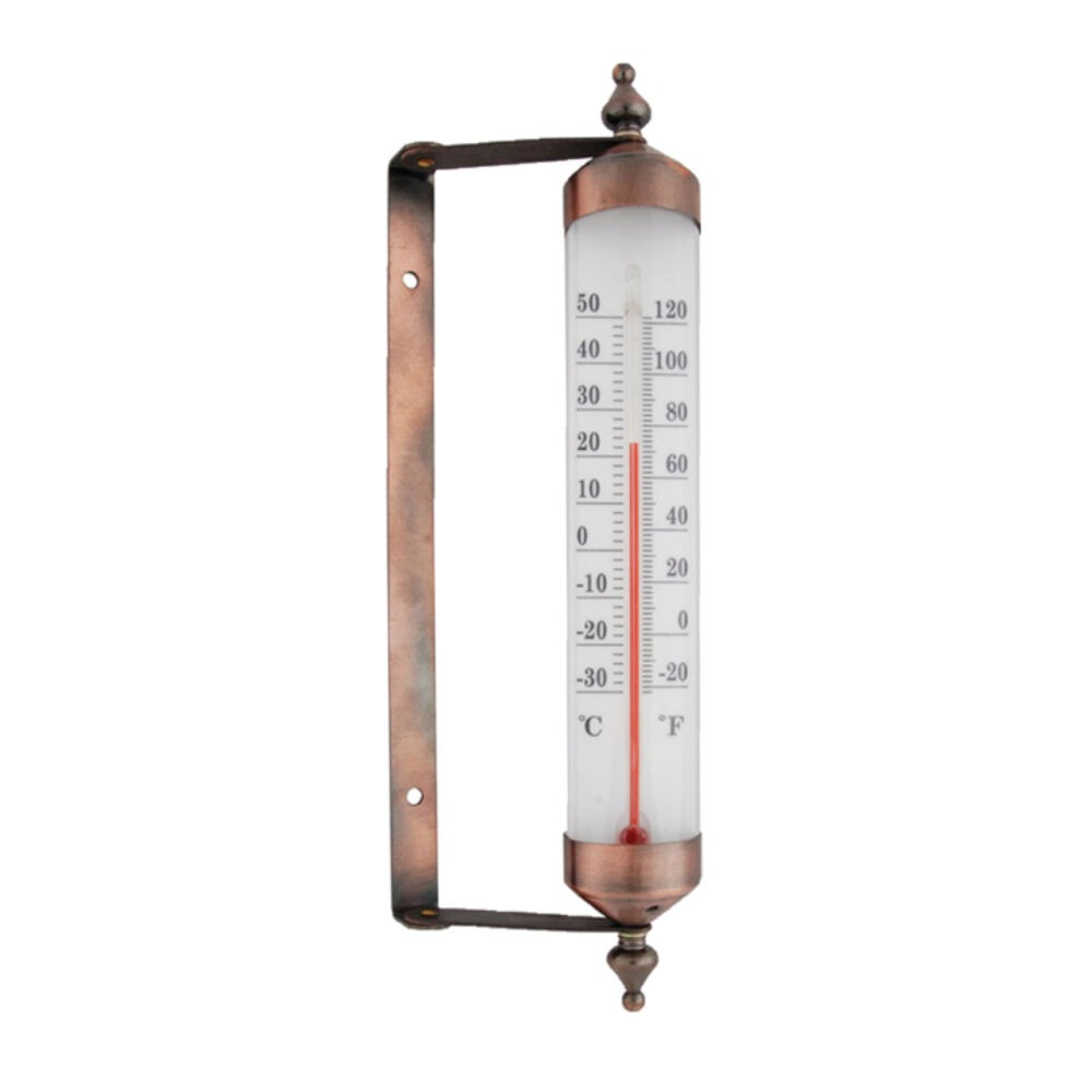 Esschert Design Wall Mild Steel Thermometer On Frame Outdoor 24.8cm Copper