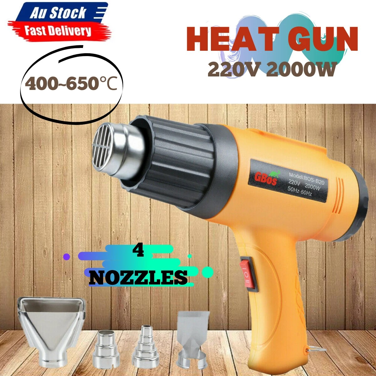 Electric Heat Gun | 60~650℃ 220V 2000W | Electric Heating Hot Air Gun | Temperature Power Tool | Loosen Rusty Bolts | Fire Starter |