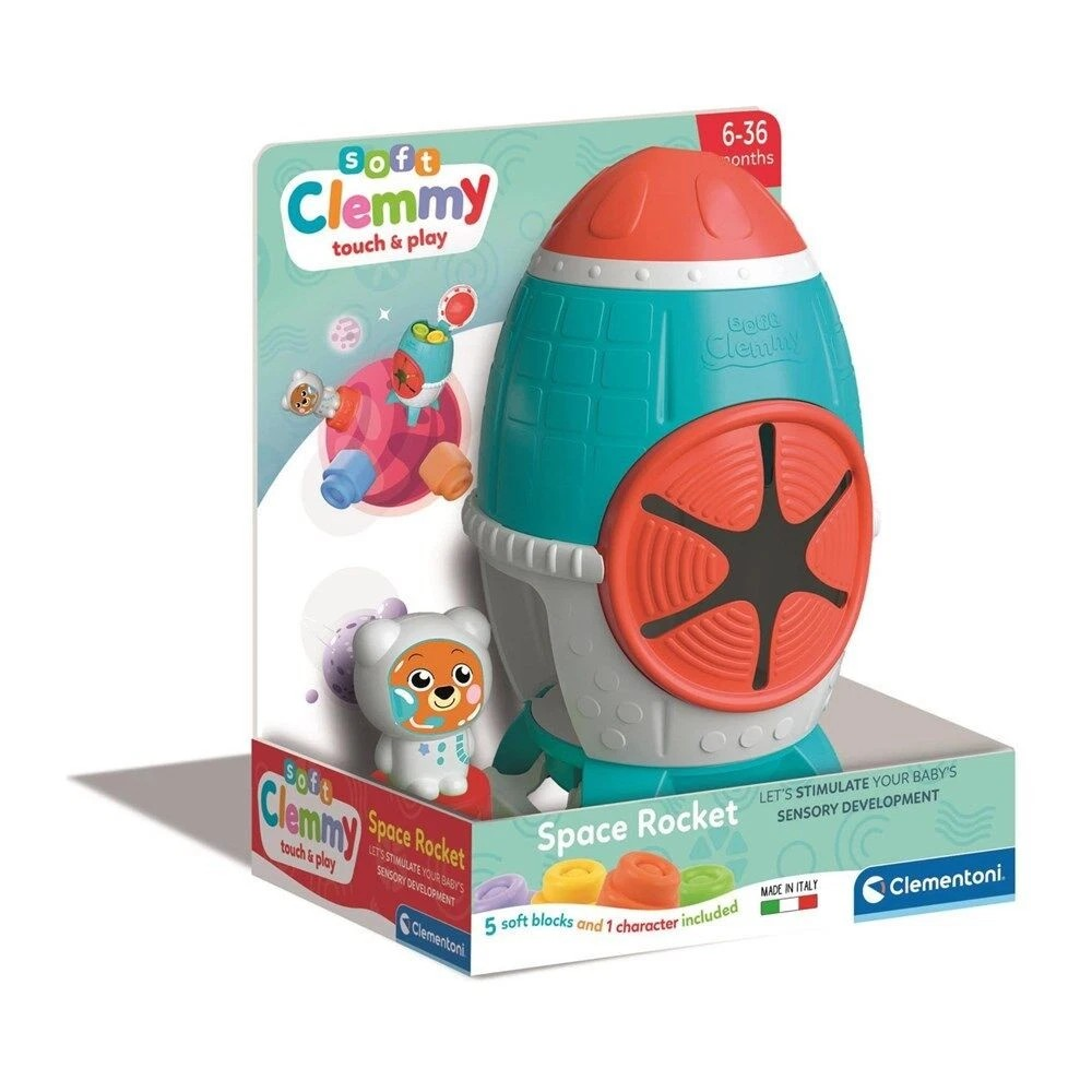 Clementoni Soft Clemmy Touch & Play Sensory Rocket | Toy Baby/Toddler 6m+ | Sensory Bucket