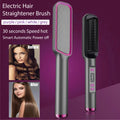 2 In1 Negative-ion Hair Straightener Brush | Curling Salon Styling Comb Ceramic | Purple