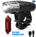 Rechargeable LED Bike Bicycle Light | USB Waterproof Front Headlight & Back Tail Lights | Emergency Flashlight