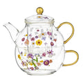 Ashdene Pressed Flowers Tea For One Set | Gift Ideas | Gold Handles | Spring Kitchen