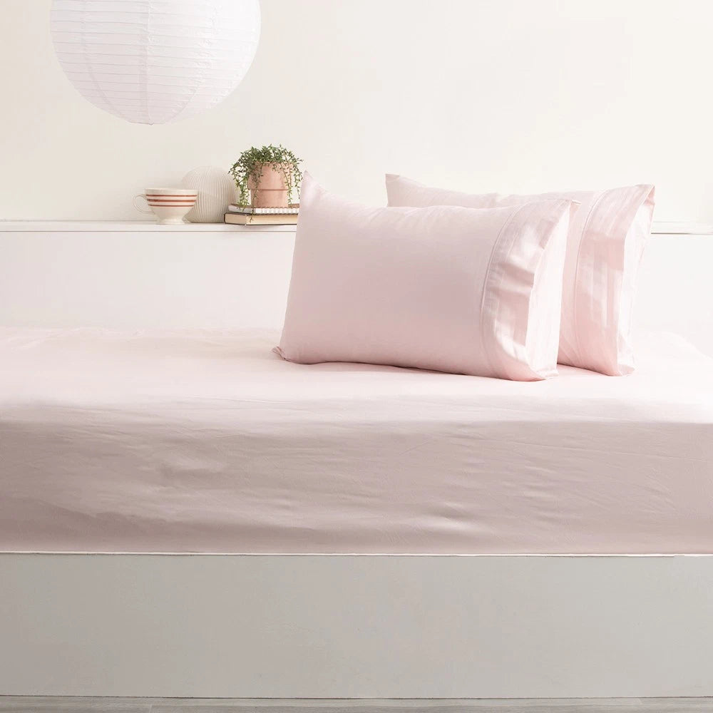Park Avenue Single 500TC Bamboo Cotton Sheet | 2x Pillowcases | Bedding Peach Park Avenue Single 500TC Bamboo Cotton Sheet w/ 2x Pillowcases | Peach Bedding Set