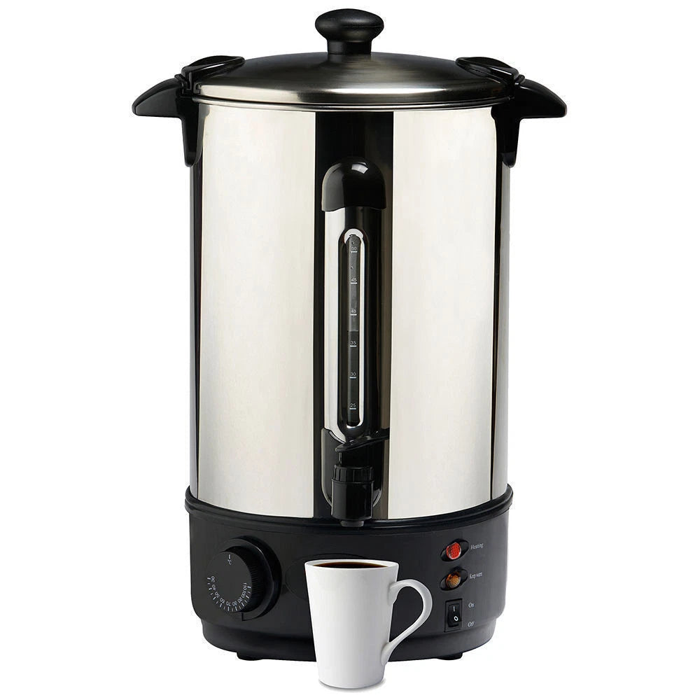 Hot Water Urn with tap - 10L | 40 Cup Electric Stainless Steel Hot Water Boiler | Quick Heat 2000 Watts