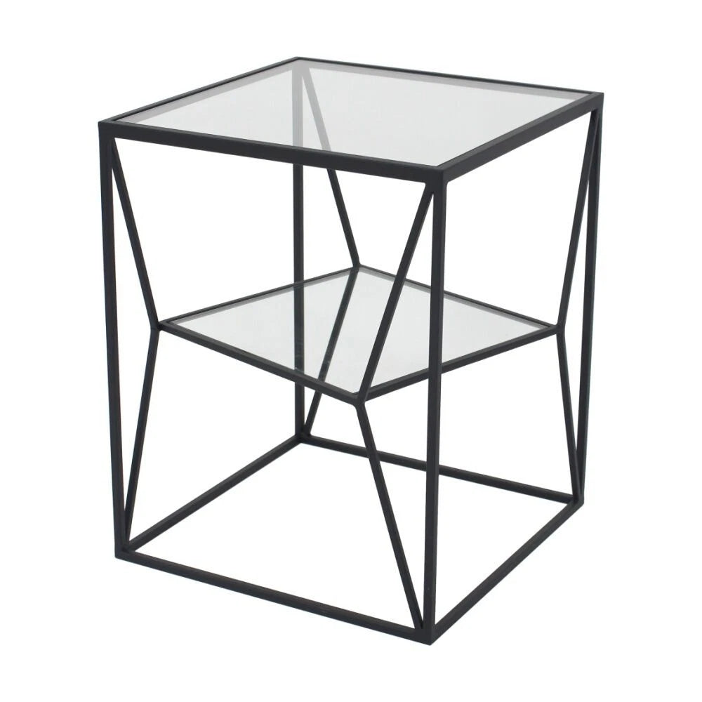 NF Living Cube Crisis SideTable 40x50cm Metal & Mirror Glass Finish