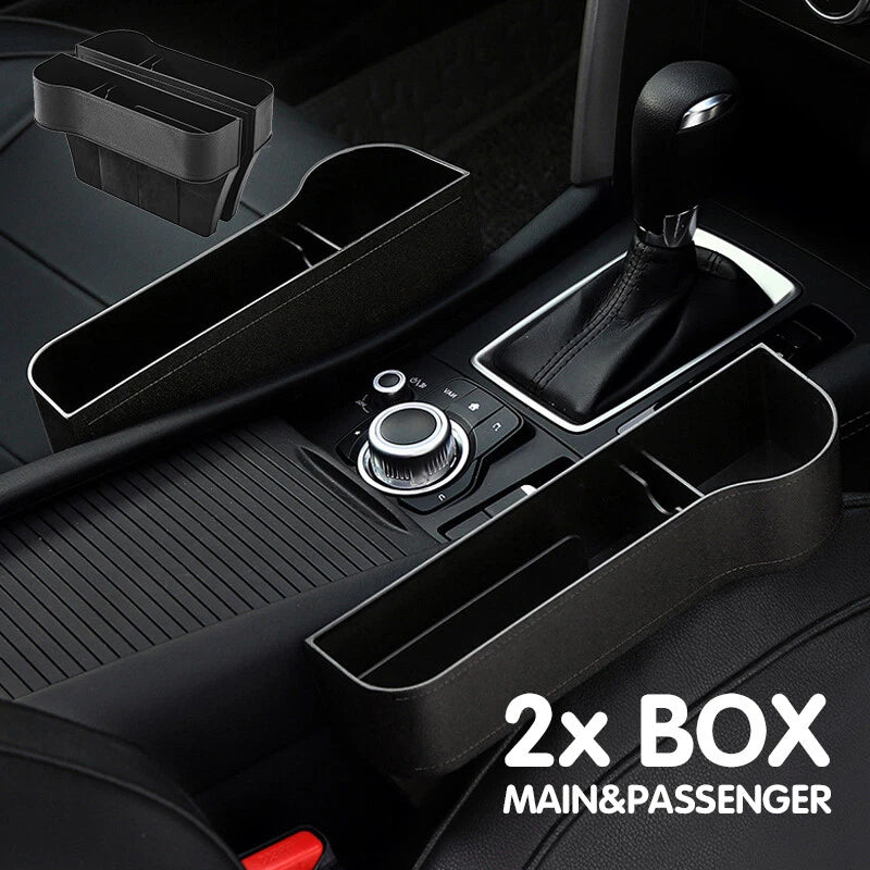 Car Seat Storage Box & Console | 2PCS Side Pocket Coin Phone Organizer | Cup Holder