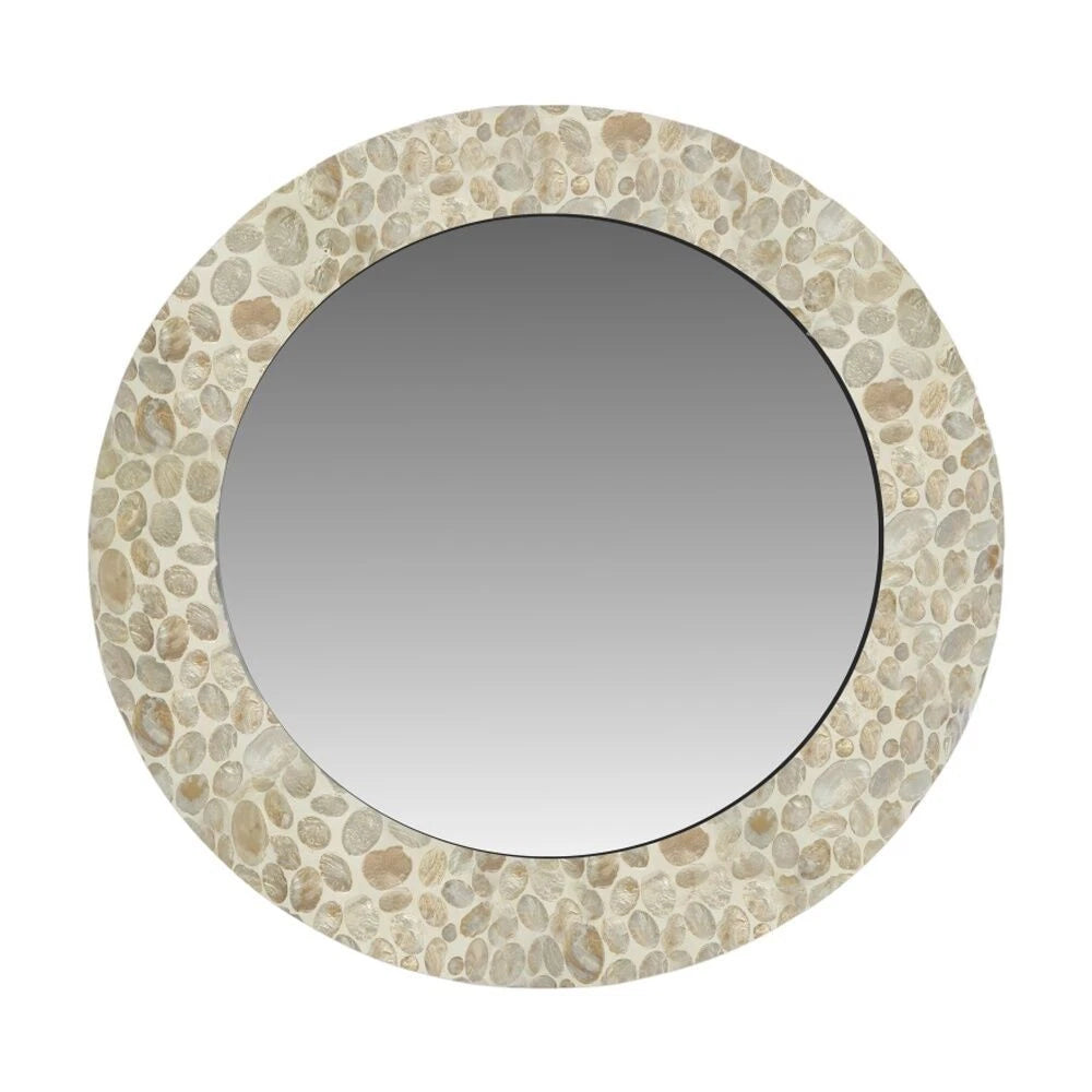 J.Elliot Home Elodie Pearl Round Indoor Mirror Decoration 75x75x1.5cm Natural