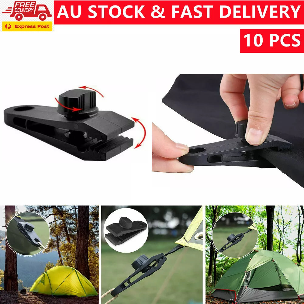 10PCS Awning Tarp Tent Clips Canvas Clamps Heavy Duty Camping Survival Grip Tool