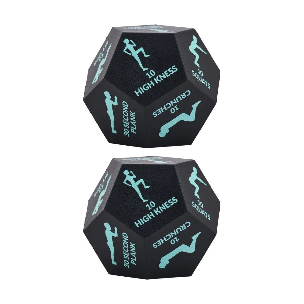 2PK Annabel Trends Feel Well 12-Sided Fitness Workout Dice Black & Aqua