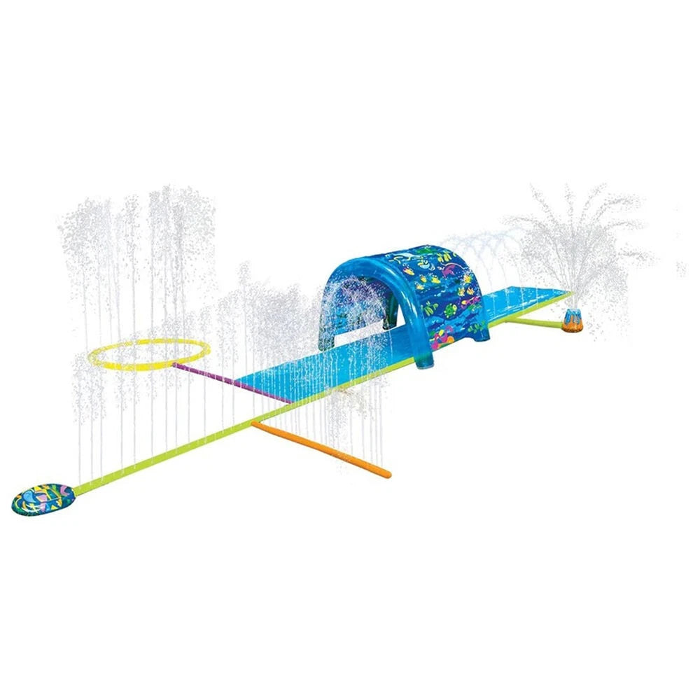 Splash 'N Slide Inflatable Sprinkler | Water Volcano Slide | Surprise Blast Function | Six Sprinkler Activities