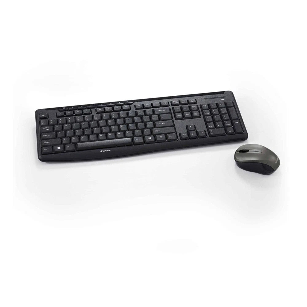 VERBATIM Silent Slim Wireless Blue LED Mouse & Keyboard Set Black