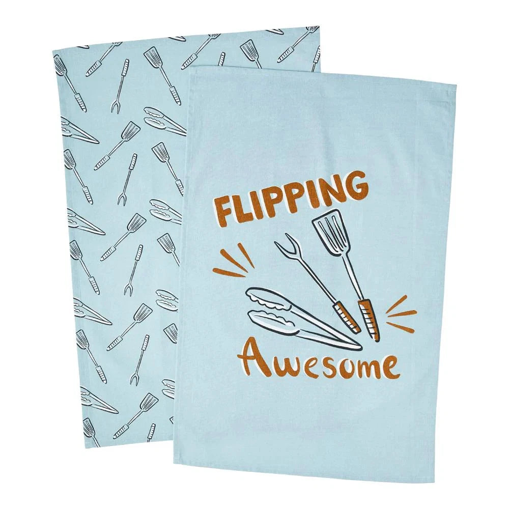 Adorn Living Set of 2 Flipping Awesome Tea Towels