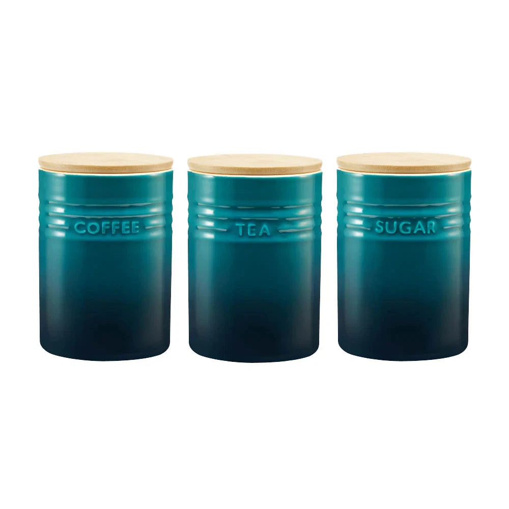 Baccarat Le Connoisseur Canister Jars | Set of 3 Jars | Cofee/Tea/Sugar Jars | Dolomite Stoneware