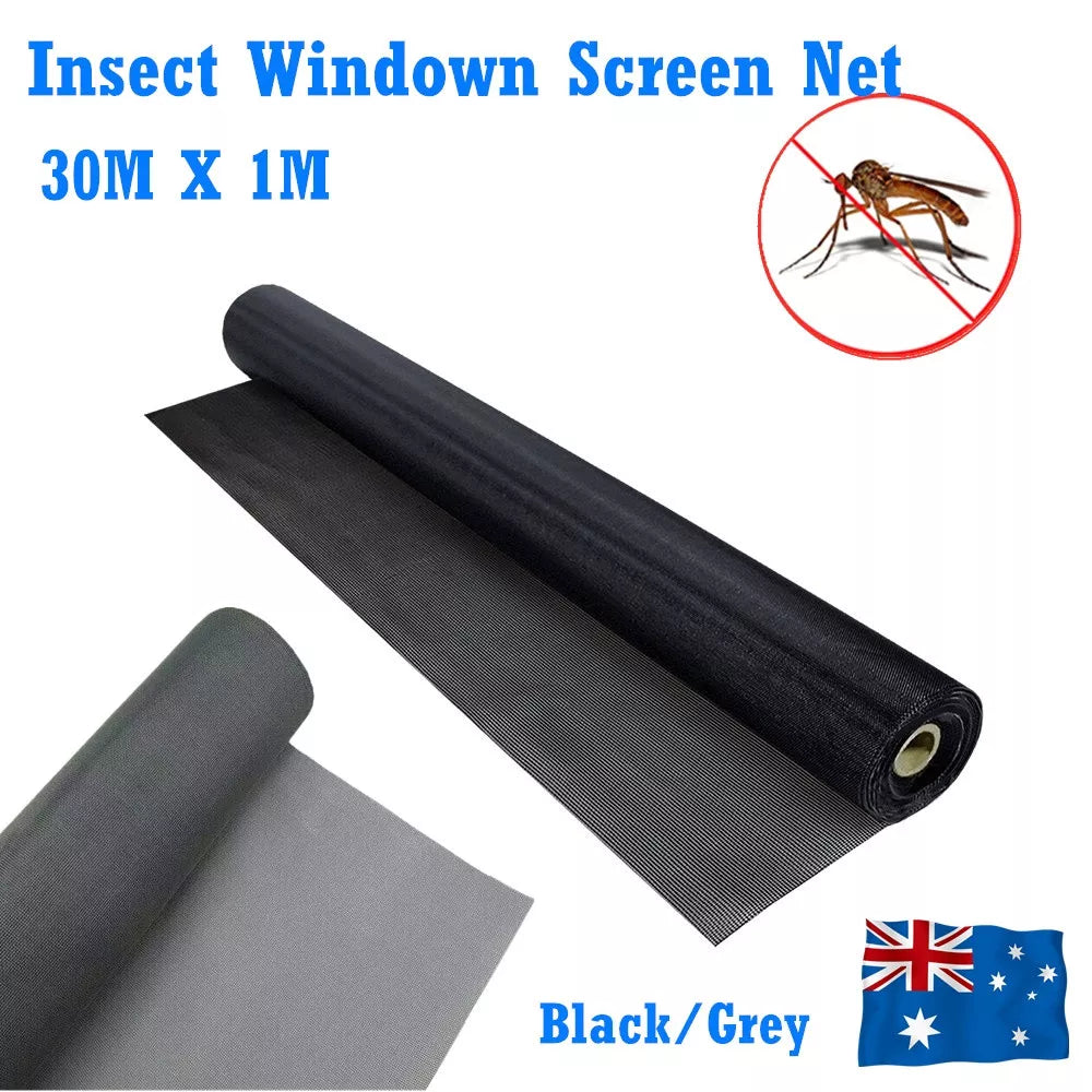 Insect Screen Mesh 100FT /30M | Fiberglass Insect Mesh Roll | Flywire Bug and Insect Screen | Net Mesh Black/ Grey
