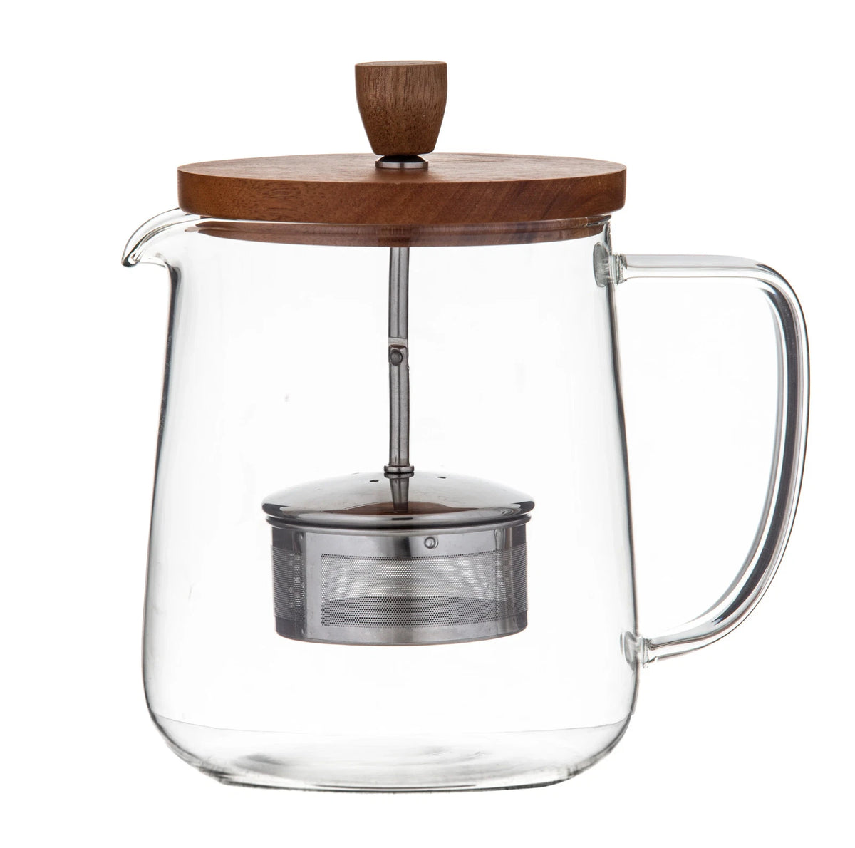 Leaf & Bean Naples Teapot with Acacia Lid & Infuser | Borosilicate Glass Jug | Stainless Steel Infuser