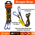 Bungee Cord Set Bungee Strap With Carabiner Hook | 61cm Length Strap Down Cord | Heavy Duty Bungee Cord