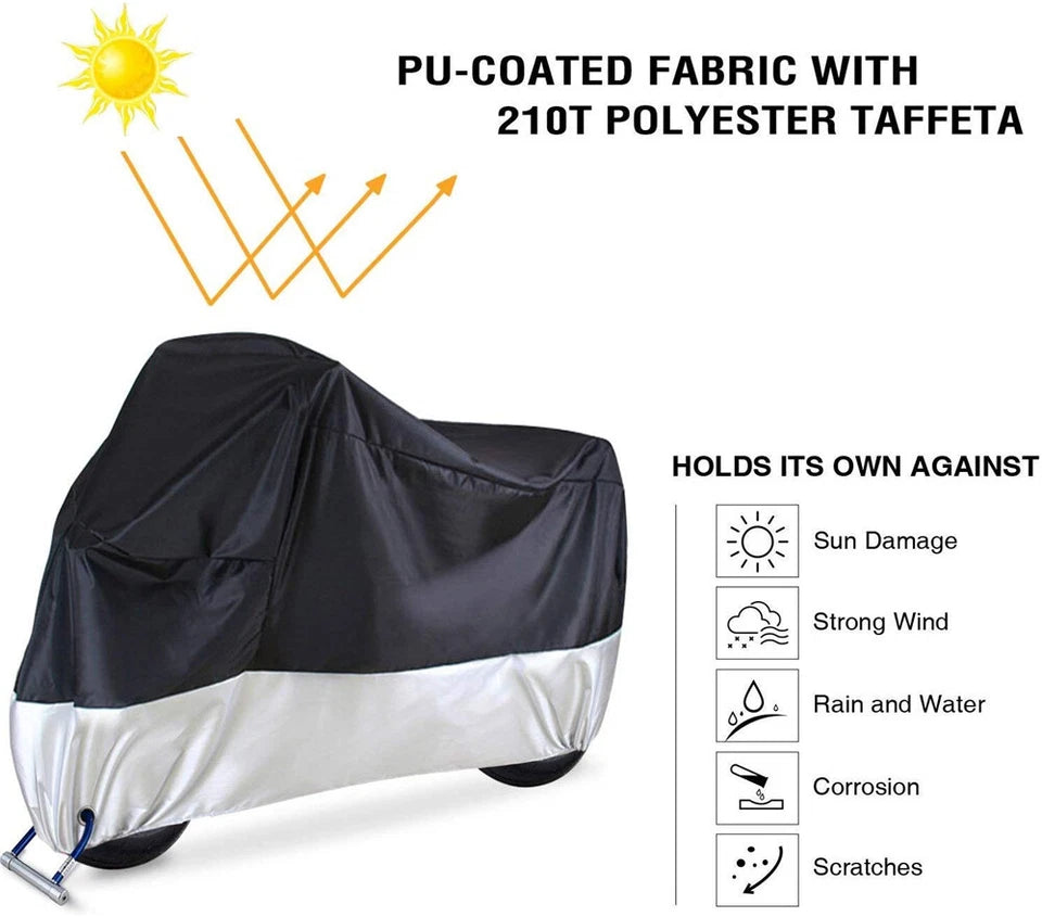 Motorcycle Cover Waterproof | Size XXL | Wind Shelter Heavy Duty | Dust Storage Protective AU (Copy)
