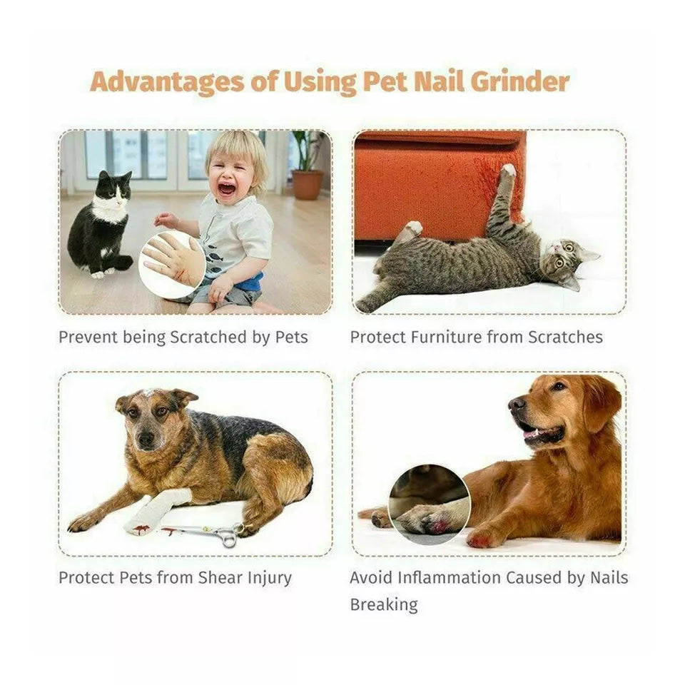Electric Dog Toe Nail File Grinder Clippers Pet Cat Claw Grooming Trimmer Tools