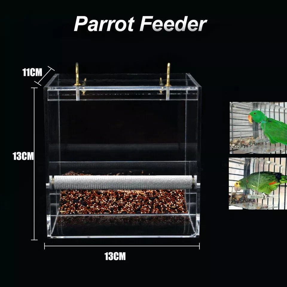 Automatic Acrylic Parrot Feeder | No Mess Bird Cage Seed Feeding | No Mess Feeder