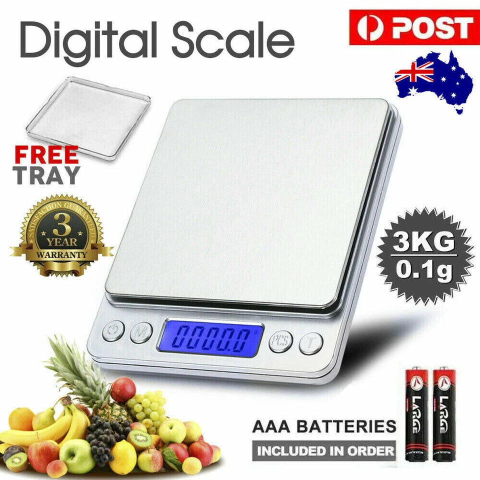 LCD Electronic Digital Metal Kitchen Scale | 0.1kg Accuracy Scales | Capacity 3kg | Super Slim
