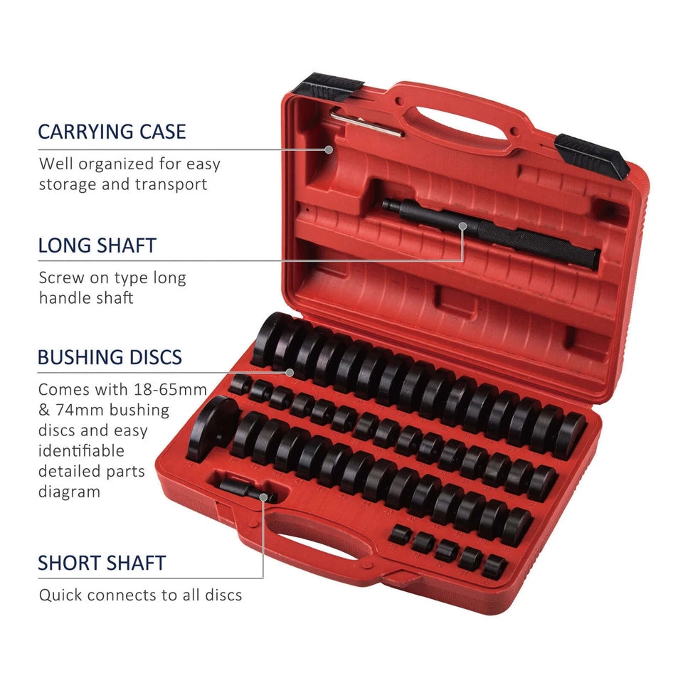 52PCs Custom Bushing Bearing Seal Driver Push Press Disc Tool Set kit 18mm-74mm