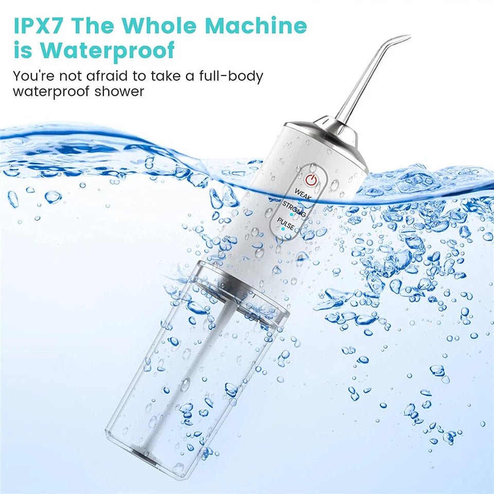 Cordless Water Flosser | Dental Oral Irrigator Floss Pick Teeth Cleaner | Four Cleaning Heads | Pink Only