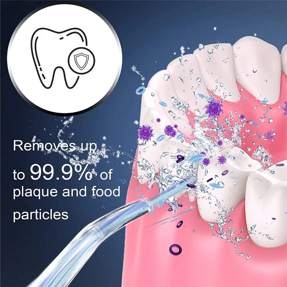 Cordless Water Flosser | Dental Oral Irrigator Floss Pick Teeth Cleaner | Four Cleaning Heads | Pink Only