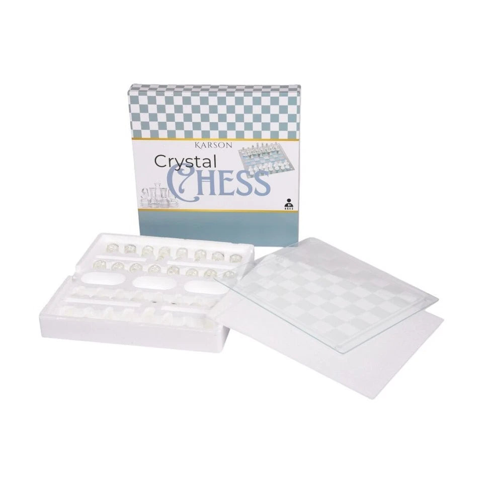 Karson Crystal Chess Game Set 32pc | Glass Board | Suitable for 6y+ | Stylish Centerpiece