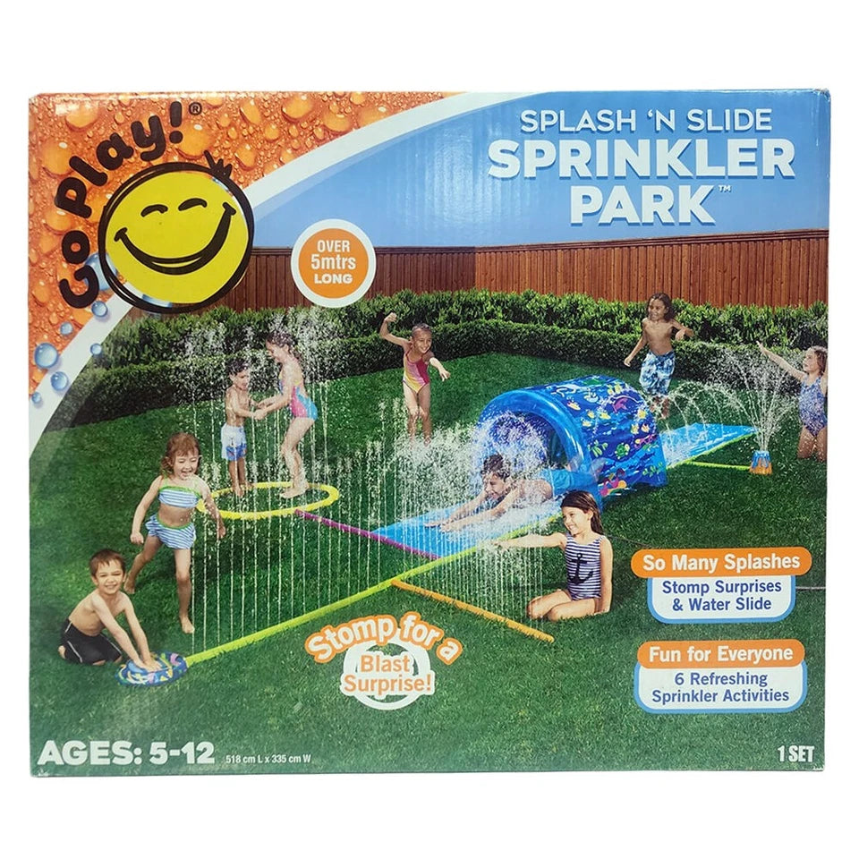Splash 'N Slide Inflatable Sprinkler | Water Volcano Slide | Surprise Blast Function | Six Sprinkler Activities