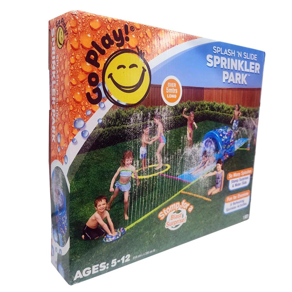 Splash 'N Slide Inflatable Sprinkler | Water Volcano Slide | Surprise Blast Function | Six Sprinkler Activities