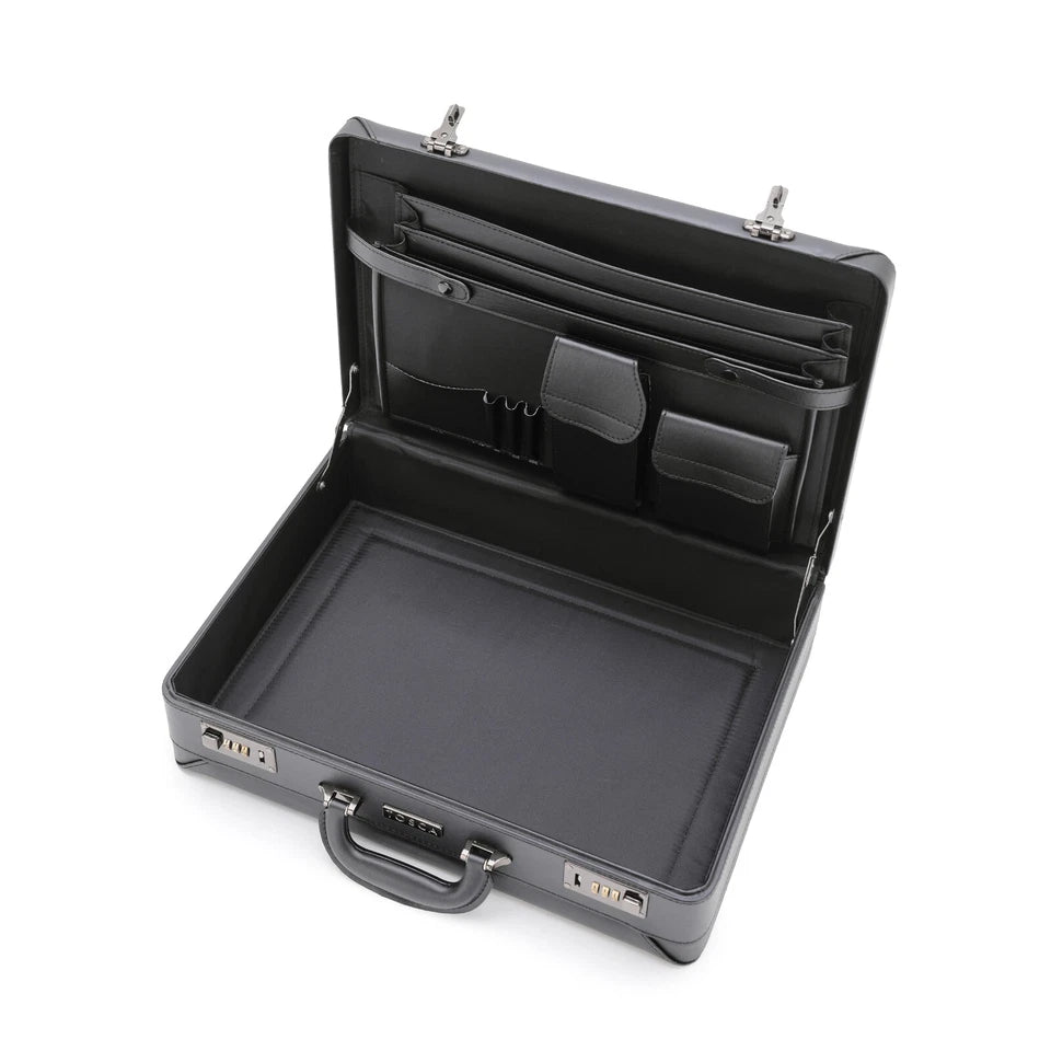 Tosca Hard Case Hand Carry | Business Briefcase Bag w/ Combination Lock Black | Organisational Pockets