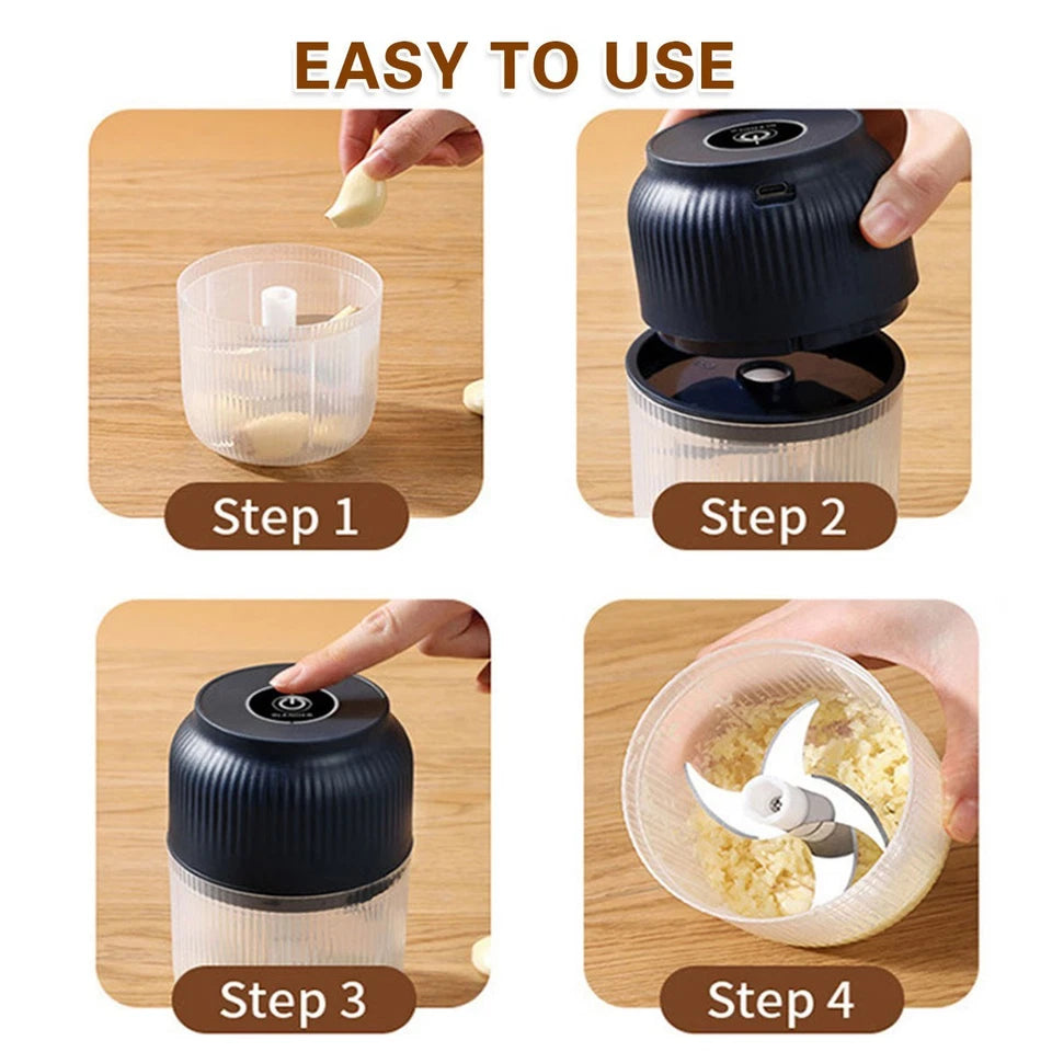 Electric Garlic Chopper | Crusher Food Vegetable Mincer Grinder Blender | HIGH POWER | Blue