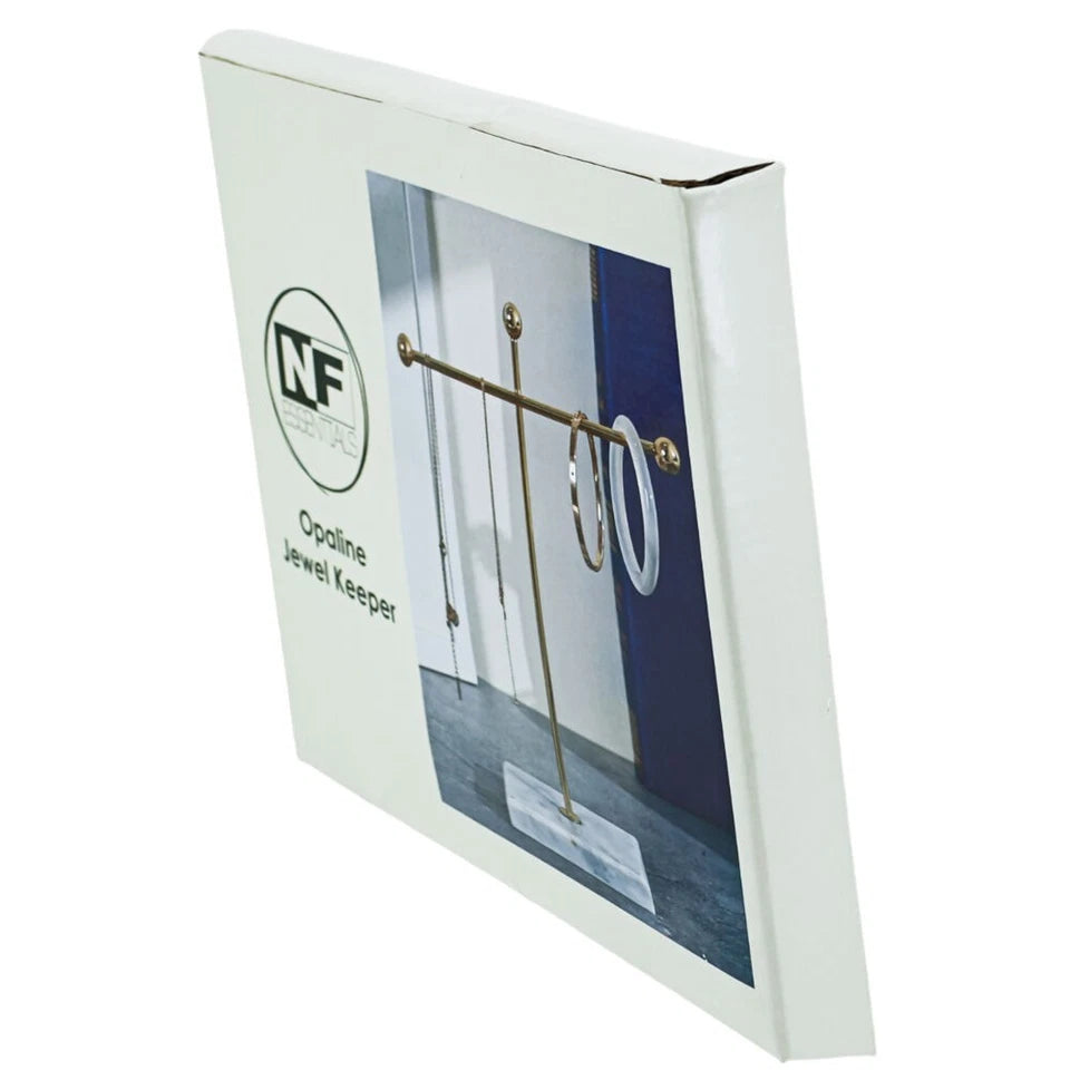 NF Living Jewellery Holder 10x23 Elegant Design Marble Metal Organizer Gold