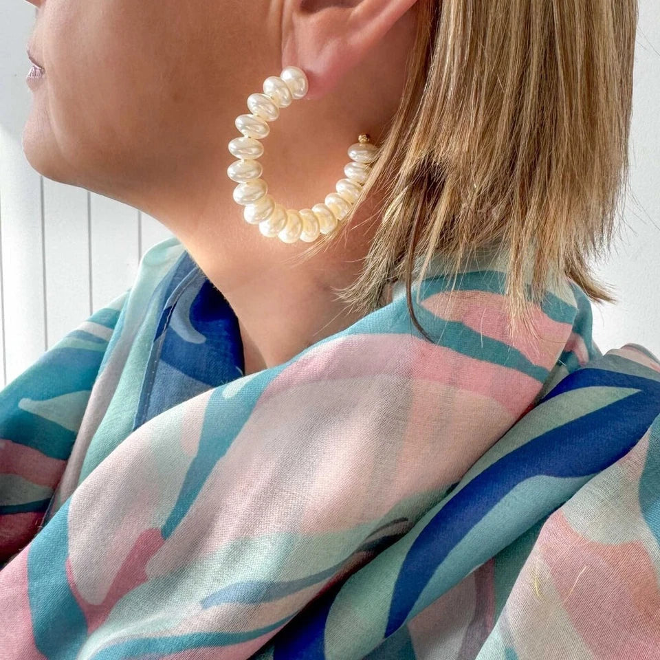 Zanzibar Oval Pearl Earrings 2 Pc | Pair Women's Jewellery | Gold Colour | Lustrous pearl