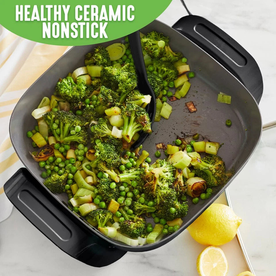 Greenlife Electric Frypan 4.7L Induction Safe Ceramic Multi-Function Pan Black