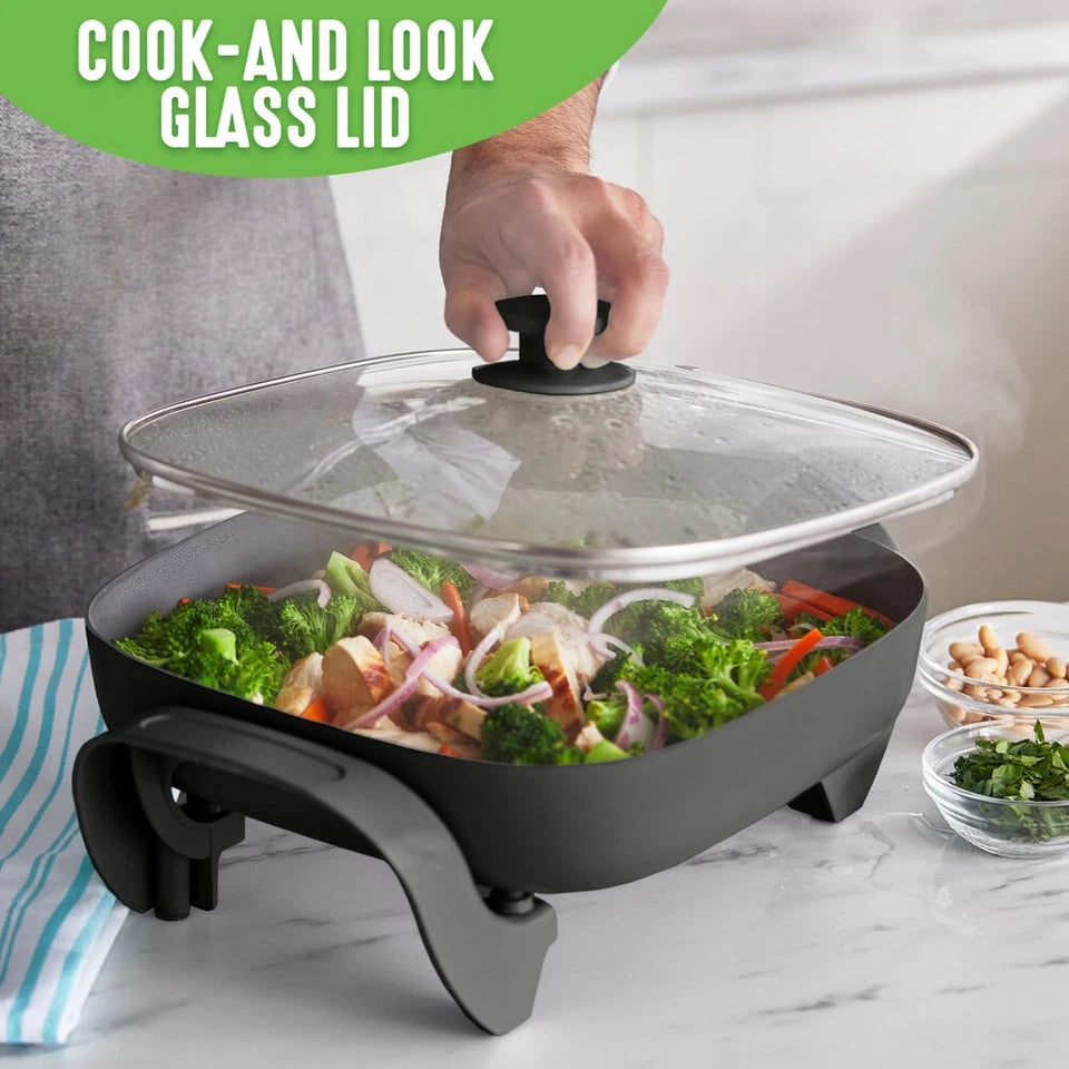Greenlife Electric Frypan 4.7L Induction Safe Ceramic Multi-Function Pan Black