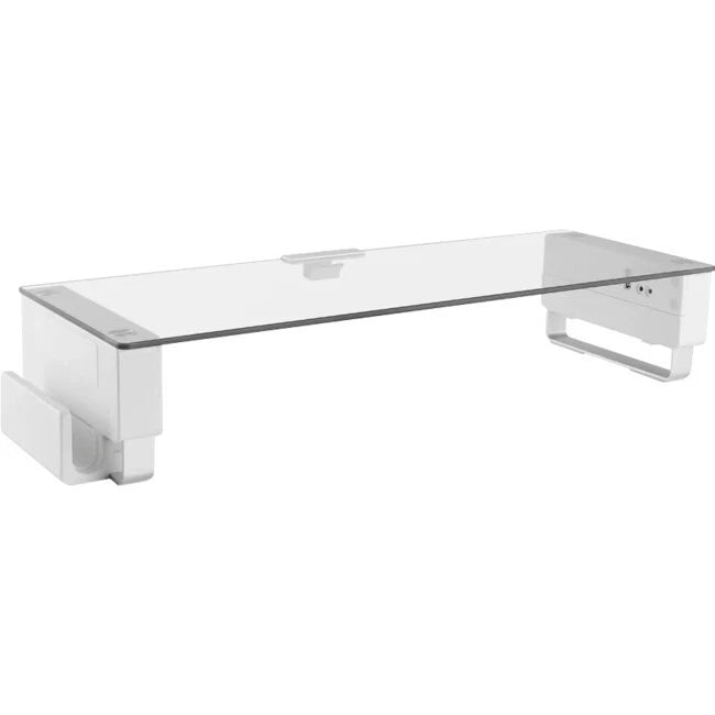 Ergovida ESS093 Glass Riser/Stand Base w/ USB & AV Ports for Monitor/Desktop