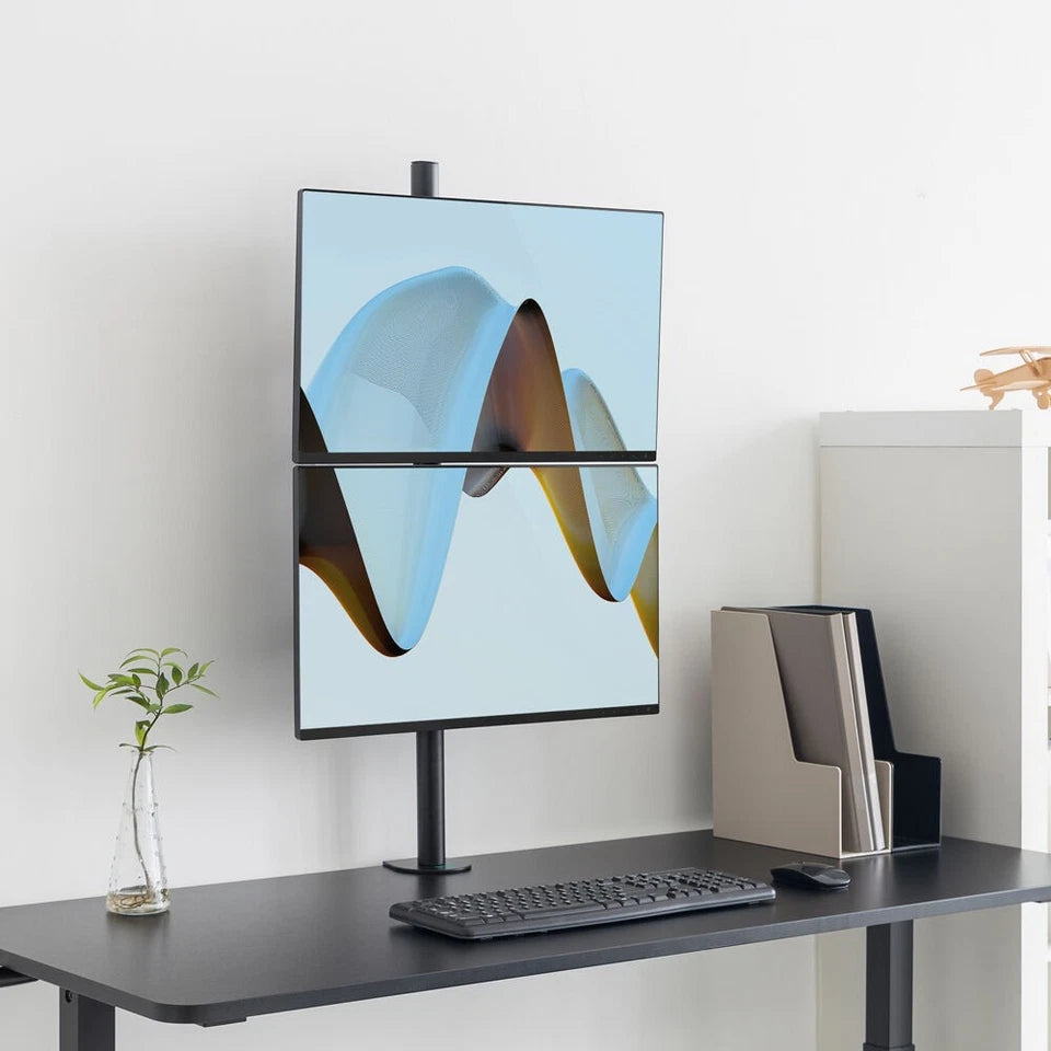 Activiva Dual-Screen Articulating Vertical Monitor Arm | Suitable for 13-22" Screens- Black | Ergonomic Work solutions